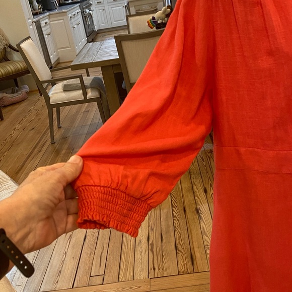 J Jill Size Large Petite Linen Blend Courtyard Dressing Coral - Picture 3 of 8